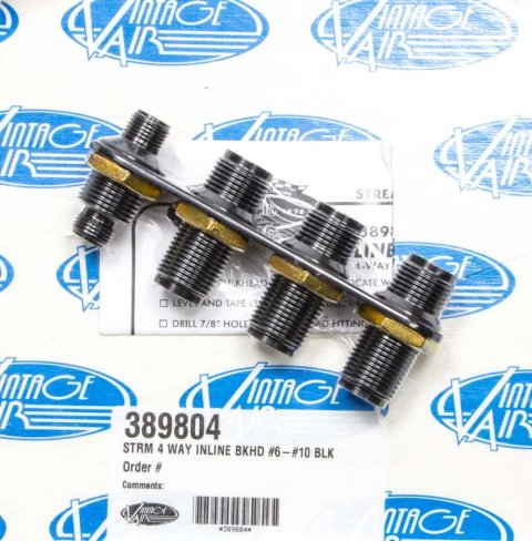 Vintage Air Streamline Bulkhead Plates 389804 Firewall Bulkhead, Streamline, 4-Port, Inline, #6, #10, Aluminum, Black Anodized, Each thumbnail 2