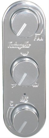 Vintage Air Gen-IV ProLine 3-Knob Control Panels 491214-RVA Climate Panel, Gen IV ProLine, 3-Knob, Aluminum, Polished, In-Dash, Kit thumbnail 1