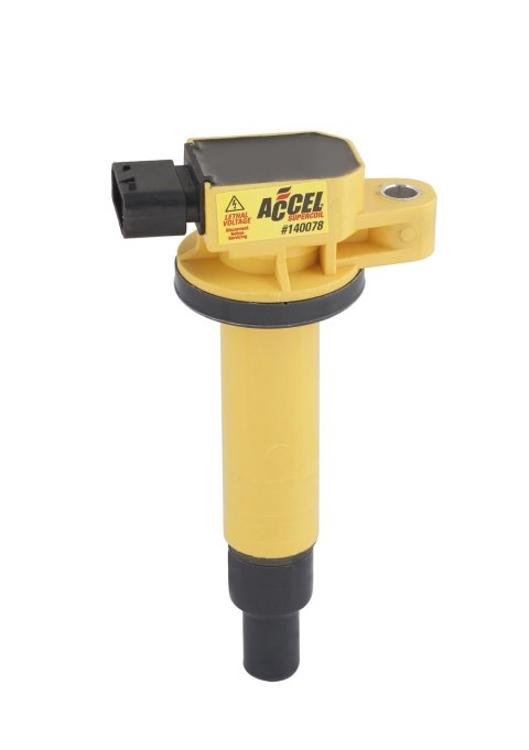 ACCEL Super Coils 140078 Ignition Coil, Super, Coil Pack Style, Socket, Epoxy, Round, Yellow, Scion, Toyota, 1.5L, Each thumbnail 1