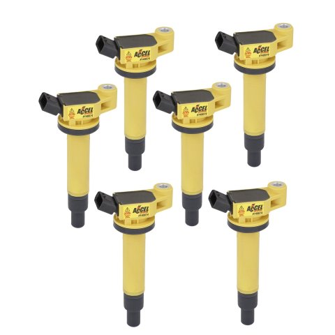 ACCEL Super Coils 140074-6 Ignition Coil, Super, Coil Pack Style, Socket, Epoxy, Round, Yellow, Lexus, Toyota, 3.0L, Set of 6 thumbnail 2