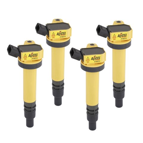ACCEL Super Coils 140314-4 Ignition Coil, Super, Coil Pack Style, Socket, Epoxy, Round, Yellow, Pontiac, Toyota, 1.8L, Set of 4 thumbnail 3