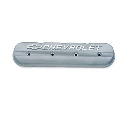 Chevrolet Performance Diecast Aluminum Valve Covers 25534399 Cover, Cast Aluminum, Natural, Logo, Chevy, Small Block, LS3, Each thumbnail 1