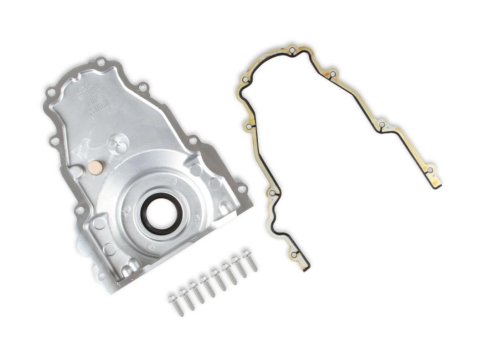 Chevrolet Performance Timing Covers 12633906 Cover, One-piece, with Hardware, Gaskets, Sensor, 1X or 4X, and Harness, Wet Sump, Non-VVT, Aluminum, Natural, Chevy, LS, Kit thumbnail 4