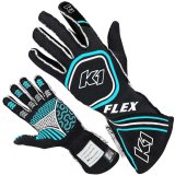 K1 RaceGear FLEX Gloves 23-FLX-NFB-L Driving Gloves, Gloves, Two Layers, Nomex®, Black/Blue Fluorescent, SFI 3.3/5, FIA 8856-2000, Large, Pair thumbnail 1