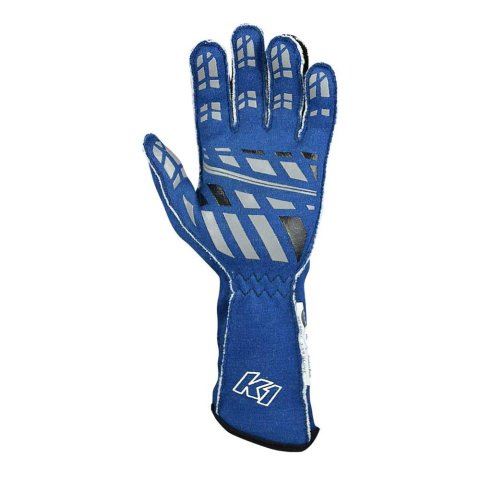 K1 RaceGear Track 1 Gloves 23-TR1-B-M Driving Gloves, Gloves, Two Layers, Nomex®, Blue/White, SFI 3.3/5, Medium, Pair