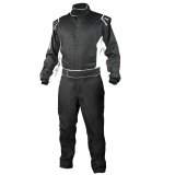 K1 RaceGear Challenger Driving Suits 20-CHL-NW-ML Suits, Challenger, One-piece, One Layer, Fire-retardant Cotton, Black with White Stripe, SFI 3.2A/1, Men's Medium/Large, Each thumbnail 1