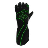 K1 RaceGear RS1 Karting Gloves 13-RS1-V-4XS Driving Gloves, Gloves, One Layer, Polyester/Leather, Black/Green, Youth 4X-Small, Pair thumbnail 1
