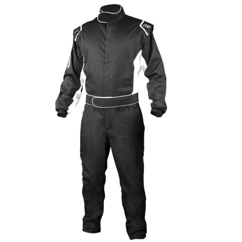 K1 RaceGear Challenger Driving Suits 20-CHL-NW-L Suits, Challenger, One-piece, One Layer, Fire-retardant Cotton, Black with White Stripe, SFI 3.2A/1, Men's Large, Each thumbnail 1