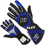 K1 RaceGear Black Series FLEX Gloves 23-FLX-NB-M Driving Gloves, Gloves, Two Layers, Nomex®, Black/Blue, SFI 3.3/5, FIA 8856-2000, Medium, Pair thumbnail 1
