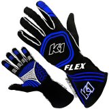 K1 RaceGear Black Series FLEX Gloves 23-FLX-NB-XL Driving Gloves, Gloves, Two Layers, Nomex®, Black/Blue, SFI 3.3/5, FIA 8856-2000, X-Large, Pair thumbnail 2