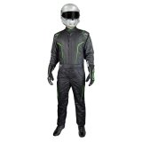 K1 RaceGear GT-2 Driving Suits 20-GT2-NV-XL Suits, GT-2, One-piece, Two Layers, Nomex, Black/Green Fluorescent, SFI 3.2A/5, Men's X-Large, Each thumbnail 2