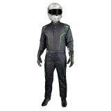 K1 RaceGear GT-2 Driving Suits 20-GT2-NV-XL Suits, GT-2, One-piece, Two Layers, Nomex, Black/Green Fluorescent, SFI 3.2A/5, Men's X-Large, Each thumbnail 3