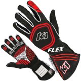 K1 RaceGear Black Series FLEX Gloves 23-FLX-NR-XL Driving Gloves, Gloves, Two Layers, Nomex®, Black/Red, SFI 3.3/5, FIA 8856-2000, X-Large, Pair thumbnail 1