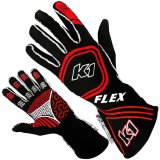K1 RaceGear Black Series FLEX Gloves 23-FLX-NR-XL Driving Gloves, Gloves, Two Layers, Nomex®, Black/Red, SFI 3.3/5, FIA 8856-2000, X-Large, Pair thumbnail 2