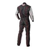 K1 RaceGear GK2 Karting Suits 10-GK2-R-L Driving Suit, Suit, One-piece, One Layer, Cotton/Polyester, Black/Gray with Red Stripes, Men's Large, Each thumbnail 2