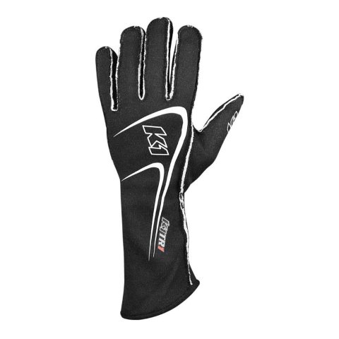 K1 RaceGear Track 1 Gloves 23-TR1-N-L Driving Gloves, Gloves, Two Layers, Nomex®, Black/White, SFI 3.3/5, Large, Pair thumbnail 1