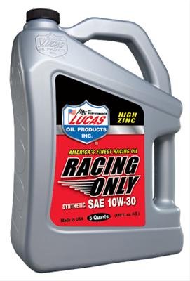 10w30 Lucas Racing-Only High Performance Motor Oil 10611 Engine Oil, Race Only, Synthetic, 10W30, 5 qts., Set of 3