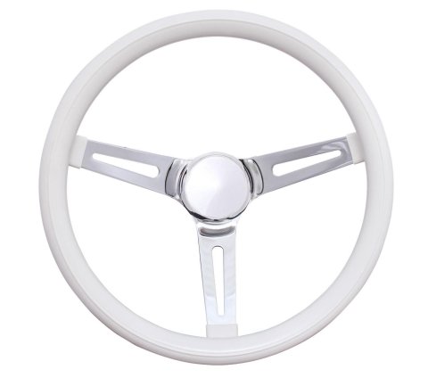 Grant Classic Foam Steering Wheels 8540W Wheels, Series, 3-Spoke, 13.5 in. Diameter, Steel, Black Spokes, White Grip, with Horn Cap, Kit thumbnail 1