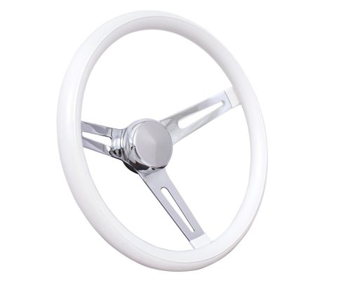 Grant Classic Foam Steering Wheels 8540W Wheels, Series, 3-Spoke, 13.5 in. Diameter, Steel, Black Spokes, White Grip, with Horn Cap, Kit thumbnail 2