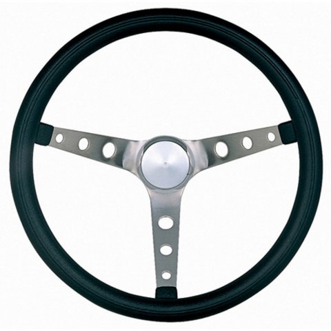 Grant Classic Nostalgia Steering Wheels 968-0 Wheel, Nostalgia, Stainless Steel/Brushed, Foam/Black, 3-Spoke, 15 in. Dia., 3-Bolt, Each thumbnail 2