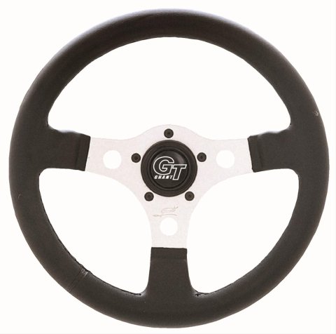Grant Formula GT Steering Wheels 763 Wheel, GT, Aluminum, Silver, Vinyl/Black, 3-Spoke, 13 in. Diameter, 5-Bolt Mount, Each thumbnail 1