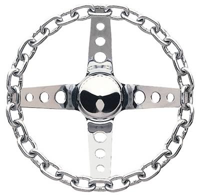 Grant Classic Chain Steering Wheels 740 Wheel, Chain, Steel/Chrome, 4-Spoke, 11 in. Diameter, 3-Bolt Mount, Each thumbnail 1