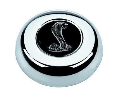 Grant Horn Buttons 5683 Button, Steel, Chrome, Classic, Challenger Series, Ford Cobra Emblem, Each thumbnail 1