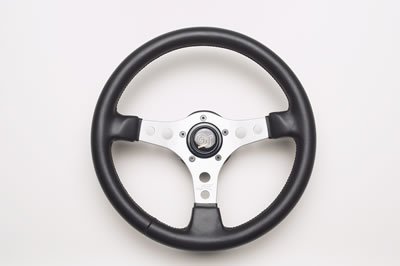 Grant Formula GT Steering Wheels 764 Wheel, GT, Aluminum, Silver, Vinyl/Black, 3-Spoke, 14 in. Diameter, 5-Bolt Mount, Each thumbnail 2
