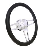 Grant Billet T-Series Steering Wheels 1912 Wheel, T Series, Aluminum, Polished, Leather/Black, 3-Spoke, 14 in. Diameter, 5-Bolt mount, Ford Logo Horn Button, Each thumbnail 2