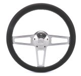 Grant Billet T-Series Steering Wheels 1912 Wheel, T Series, Aluminum, Polished, Leather/Black, 3-Spoke, 14 in. Diameter, 5-Bolt mount, Ford Logo Horn Button, Each thumbnail 3