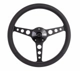 Grant Billet Classic Series Steering Wheels 1926 Wheel, Series, Aluminum, Black, Leather/Black, 3-Spoke, 14 in. Diameter, 5-Bolt mount, Bowtie Logo Horn Button, Each thumbnail 1