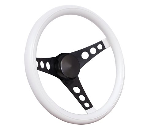 Grant Classic Foam Steering Wheels 334W Wheels, Series, 11.5 in. Diameter, Steel, Black Spoke, Grip, White, 3-Bolt Mount, with Horn Cap, Each thumbnail 1
