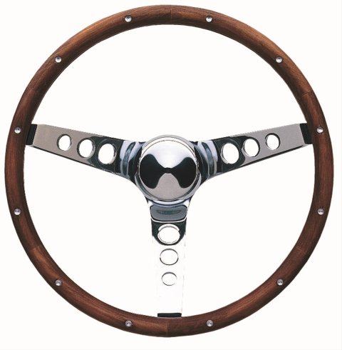 Grant Classic Wood Steering Wheels 213 Wheel, Wood, Steel/Chrome, Wood/Walnut, 3-Spoke, 13.5 in. Diameter, 3-Bolt Mount, Each thumbnail 1