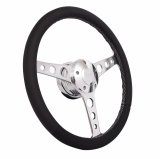 Grant Billet Classic Series Steering Wheels 1924 Wheel, Series, Aluminum, Polished, Leather/Black, 3-Spoke, 14 in. Diameter, 5-Bolt mount, Jeep Logo Horn Button, Each thumbnail 1