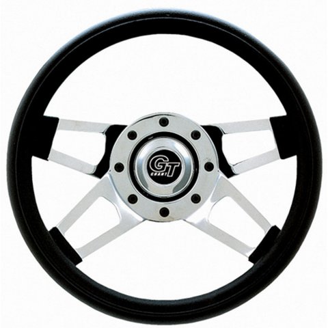 Grant Challenger Steering Wheels 440 Wheel, Challenger, 4-Spokes, Steel, Chrome, Foam Grip, Black, 13.5 in. Diameter, 3-Bolt Mount, Each thumbnail 2