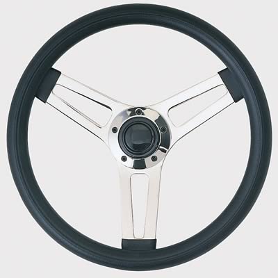 Grant Classic 5 Steering Wheels 990 Wheel, 5, Steel, Chrome, 3-Spoke, Foam Black Grip, 14.5 in. Diameter, 5-Bolt Mount, Each thumbnail 1