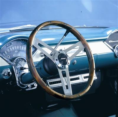 Grant Classic 5 Steering Wheels 992 Wheel, 5, Steel, Chrome, 3-Spoke, Wood Walnut Grip, 15.0 in. Diameter, 5-Bolt Mount, Each thumbnail 2