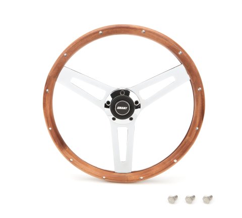 Grant Classic 5 Steering Wheels 992 Wheel, 5, Steel, Chrome, 3-Spoke, Wood Walnut Grip, 15.0 in. Diameter, 5-Bolt Mount, Each thumbnail 3