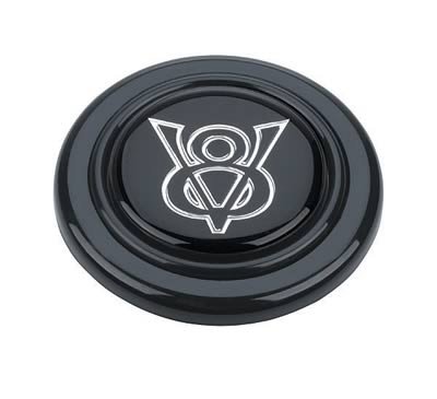 Grant Horn Buttons 5662 Button, Plastic, Black, V8 Logo, Signature/Performance/Race Series, Each thumbnail 1