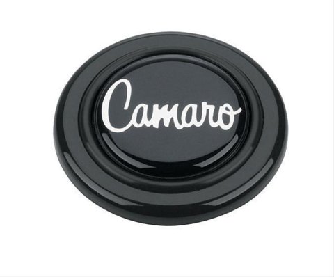 Grant Horn Buttons 5661 Button, Plastic, Black, Camaro Logo, Signature/Performance/Race Series, Each thumbnail 1