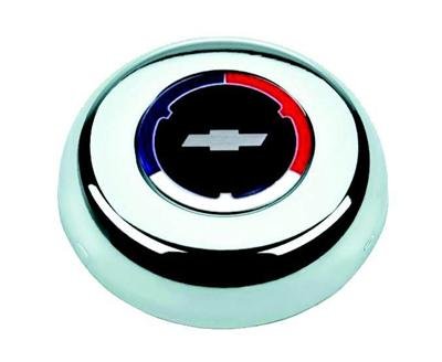 Grant Horn Buttons 5607 Button, Steel, Chrome, Chevrolet Bowtie Emblem, for Challenger or Classic Series Steering Wheel thumbnail 2