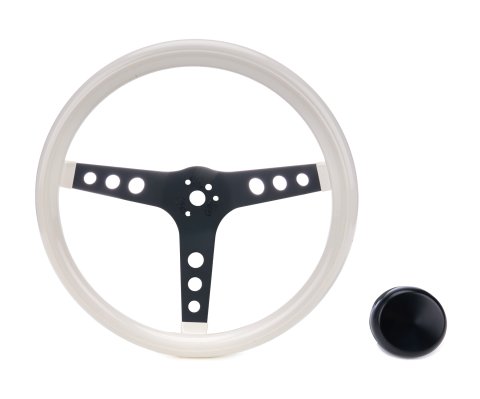 Grant Classic Foam Steering Wheels 338W Wheels, Series, 13.5 in. Diameter, Steel, Black Spoke, Grip, White, 3-Bolt Mount, with Horn Cap, Each thumbnail 3