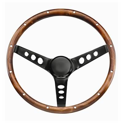 Grant Classic Wood Vintage Steering Wheel 313 Wheel, Series, Wood, Matte Black Spoke, 13.5 in. Diameter, 3.75 in. Dish, 3-Bolt Mount, Each thumbnail 1
