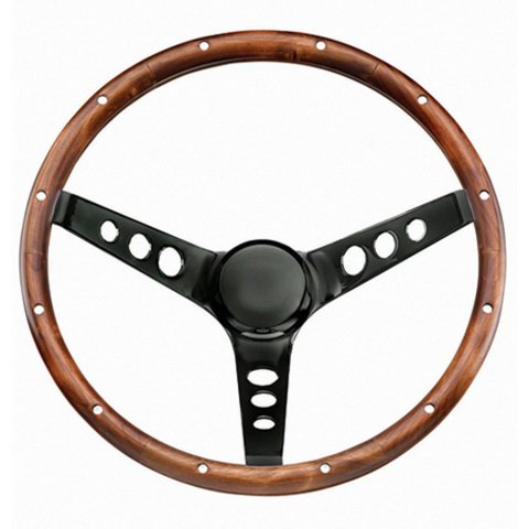 Grant Classic Wood Vintage Steering Wheel 313 Wheel, Series, Wood, Matte Black Spoke, 13.5 in. Diameter, 3.75 in. Dish, 3-Bolt Mount, Each thumbnail 2