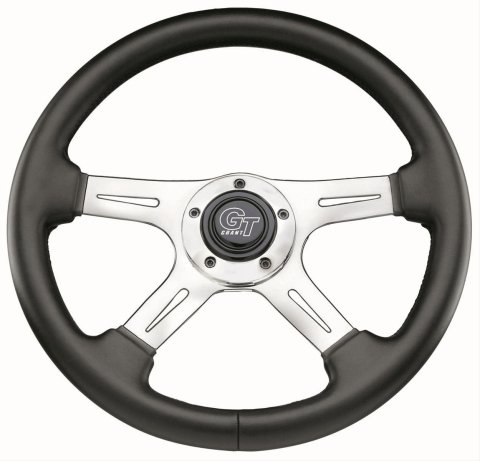 Grant Elite GT Steering Wheels 742 Wheel, GT, Aluminum, Polished, Vinyl/Black, 4-Spoke, 14 in. Diameter, 5-Bolt Mount, Each thumbnail 2