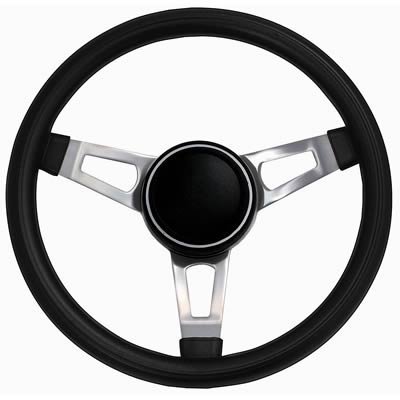 Grant Classic Nostalgia Steering Wheels 846 Wheel, Nostalgia, Steel/Foam, Nickel Plated/Black, 3-Spoke, 15 in. Diameter, 3-Bolt, Each thumbnail 1
