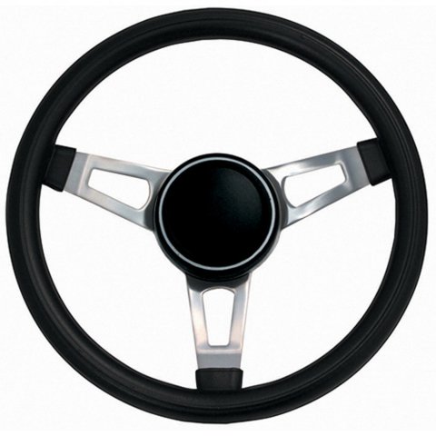 Grant Classic Nostalgia Steering Wheels 846 Wheel, Nostalgia, Steel/Foam, Nickel Plated/Black, 3-Spoke, 15 in. Diameter, 3-Bolt, Each thumbnail 2