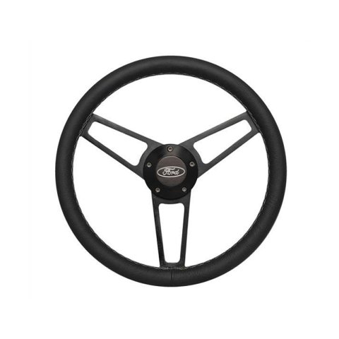 Grant Billet Steering Wheels 1908 Wheel, Series, Black Grip, Polished Wheel, Ford Logo Horn Button, Single Contact, Each thumbnail 2