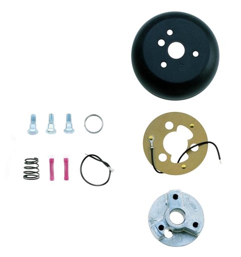 Grant Steering Wheel Installation Kits 3196 Kit, 3-Bolt Mount, Matte Black, Aluminum, AMC, GM, Mopar, Jeep, Kit thumbnail 1