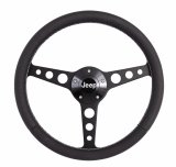 Grant Billet Classic Series Steering Wheels 1929 Wheel, Series, Aluminum, Black, Leather/Black, 3-Spoke, 14 in. Diameter, 5-Bolt mount, Jeep Logo Horn Button, Each thumbnail 3